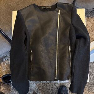 Zara Black Soft Fabric Jacket with Silver Accents